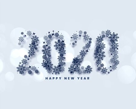 happy new year 2020 written in snowflakes styleのイラスト素材