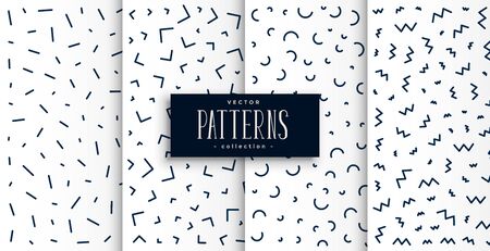 memphis pattern set in black and white colorのイラスト素材
