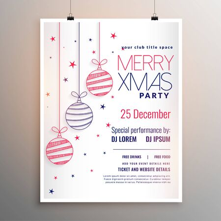 white merry christmas flyer design in line styleのイラスト素材