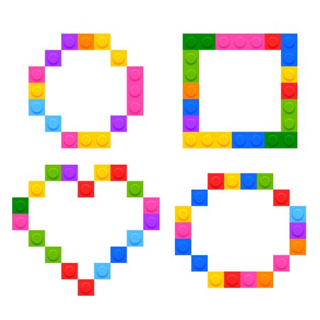 four geometric shapes made by plastic toy blocksのイラスト素材