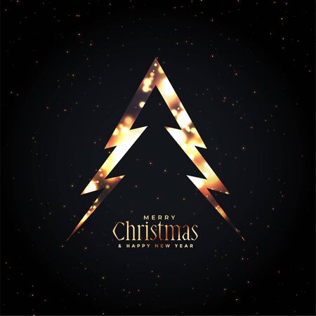 merry christmas glowing tree dark background designのイラスト素材