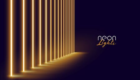 glowing golden neon lights line background designのイラスト素材