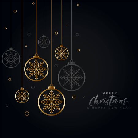 lovely black and gold merry christmas greeting designのイラスト素材