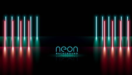 abstract neon lights vertical lines background designのイラスト素材