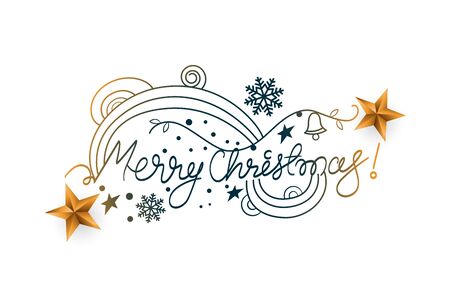 stylish hand written doodle style merry christmas letteringのイラスト素材