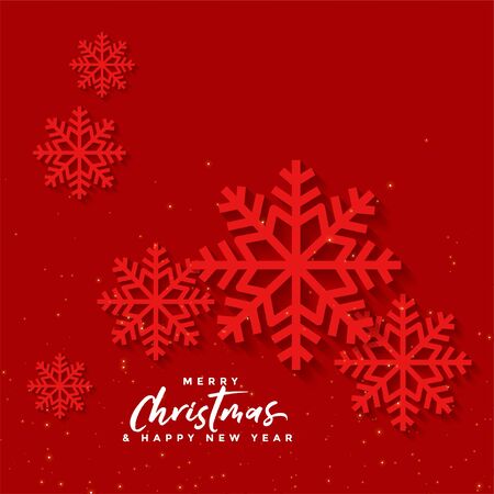 red christmas background with snow flakes designのイラスト素材