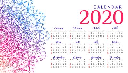 attractive mandala style calendar design for new yearのイラスト素材