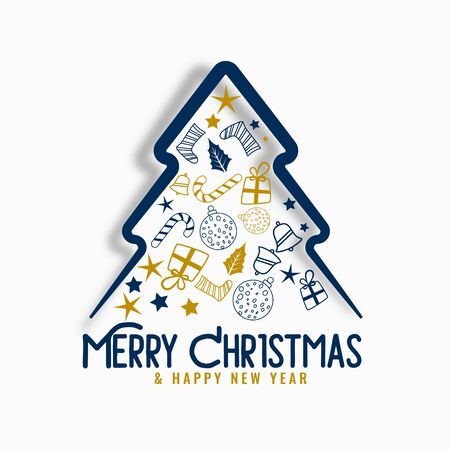 merry christmas creative christmas tree design with decorative elementsのイラスト素材