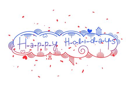 hand drawn happy holidays lettering background designのイラスト素材