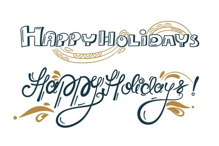 happy holidays decorative lettering background stylish designのイラスト素材