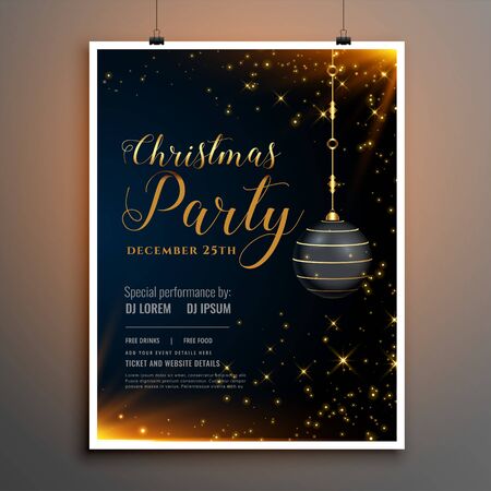 merry christmas black flyer poster template designのイラスト素材