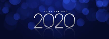 beautiful blue bokeh new year 2020 banner design
