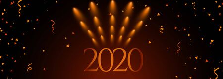 2020 new year celebration banner with confetti design