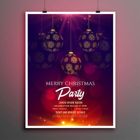 merry christmas party invitation flyer template designのイラスト素材
