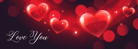 shiny hearts bokeh banner for valentines dayのイラスト素材