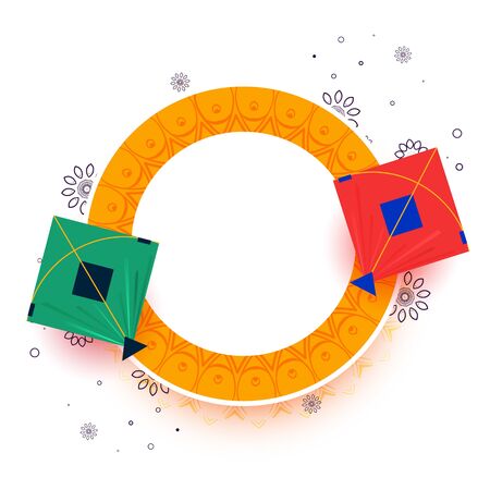 kites on yellow frame with text space designのイラスト素材