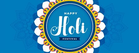abstract happy holi blue festival banner designのイラスト素材