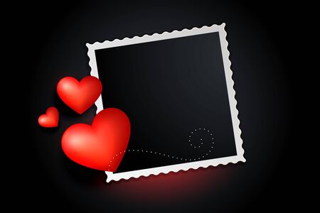 lovely red hearts photo frame banner designのイラスト素材