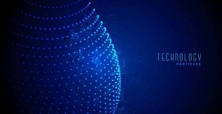 digital technology abstract blue glowing particles backgroundのイラスト素材