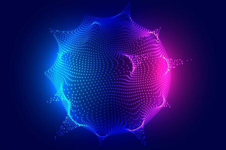 glowing digital particle sphere technology background designのイラスト素材