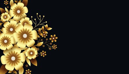 attractive luxurious golden 3d flowers background designのイラスト素材