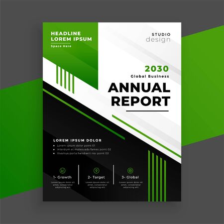 green geometric annual report template for your businessのイラスト素材