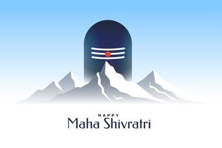 happy maha shivratri card with shivling and mountainのイラスト素材