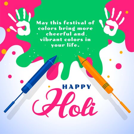 happy holi wishes card with color splashesのイラスト素材