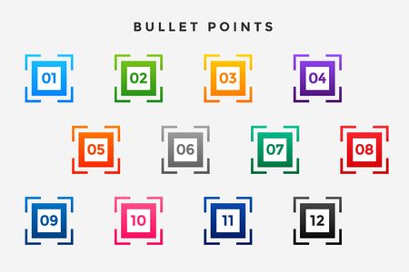 square business bullet points numbers setのイラスト素材