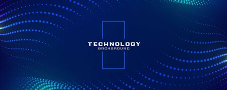 technology digital blue glowing particles banner designのイラスト素材