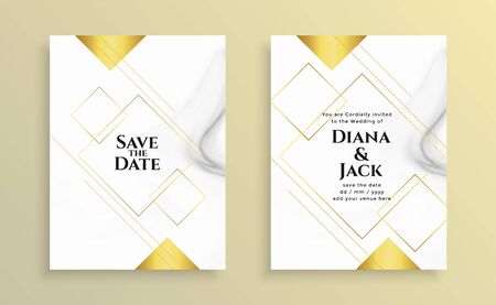 marble style golden wedding card template designのイラスト素材