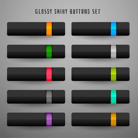set of dark theme web buttons designのイラスト素材