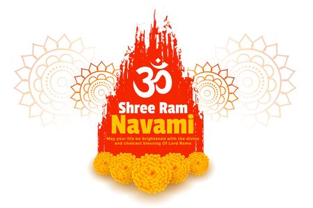 shre ram navami wishes celebration card designのイラスト素材