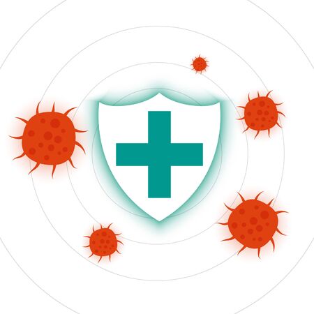 coronavirus protection shield with cross sign backgroundのイラスト素材