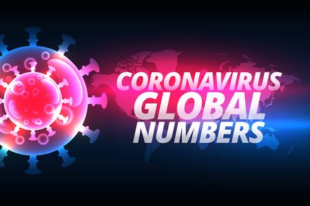 coronavirus cases global number background with virus cellのイラスト素材