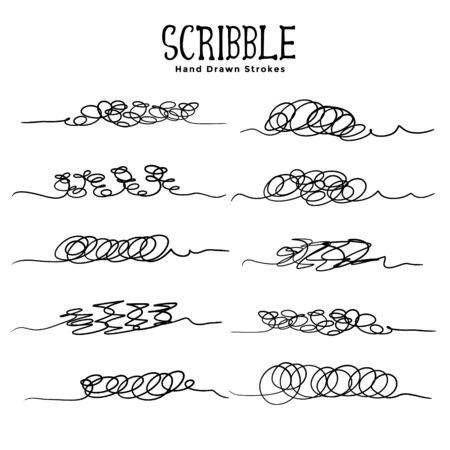 dirty hand drawn scribble pen strokes setのイラスト素材