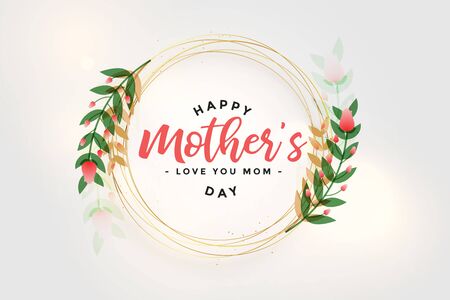 happy mothers day flower and leaves card designのイラスト素材