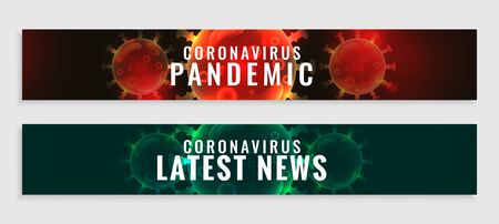 coronavirus pandemic updates and latest news banners setのイラスト素材