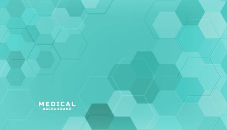 medical healthcare concept hexagonal background in turquoise colorのイラスト素材