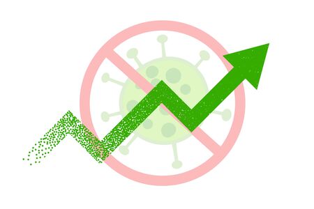 growth arrow after coronavirus stop background designのイラスト素材