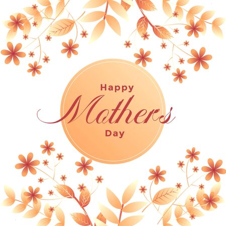 happy mothers day leaves and flower decoration backgroundのイラスト素材