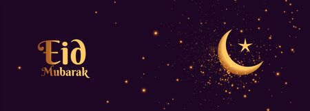 sparkling eid festival moon and star banner design