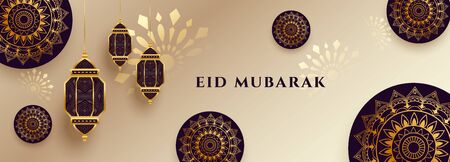 islamic eid mubarak festival celebration banner designのイラスト素材