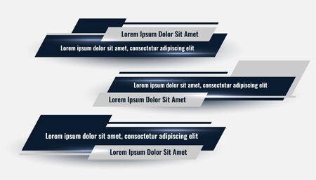 three geometric lower third banners set designのイラスト素材