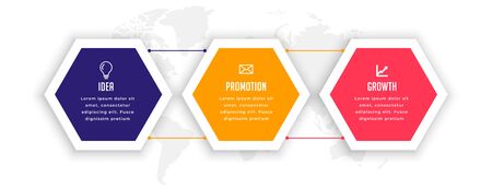 stylish three options hexagonal infographic template designのイラスト素材