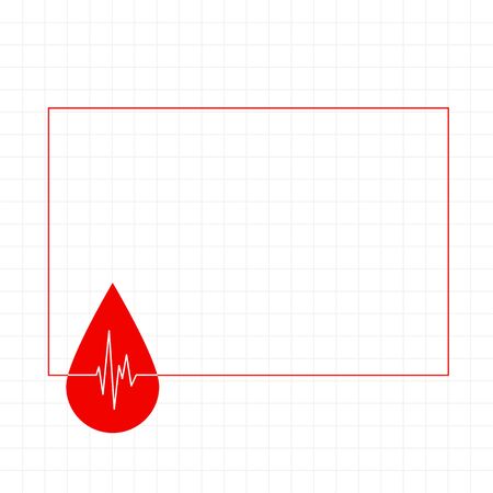blood drop with heartbeat line frame with text spaceのイラスト素材