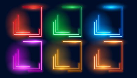 set of six neon colorful geometric empty framesのイラスト素材