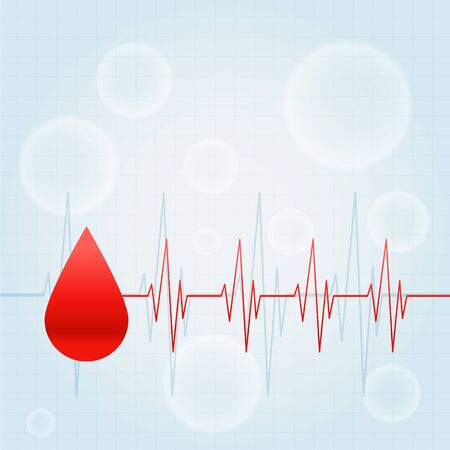 blood drop with heartbeat lines medical backgroundのイラスト素材