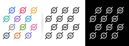 modern line style numbered bullet points from one to twelveのイラスト素材