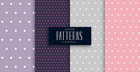 cute polks dots patterns set of fourのイラスト素材